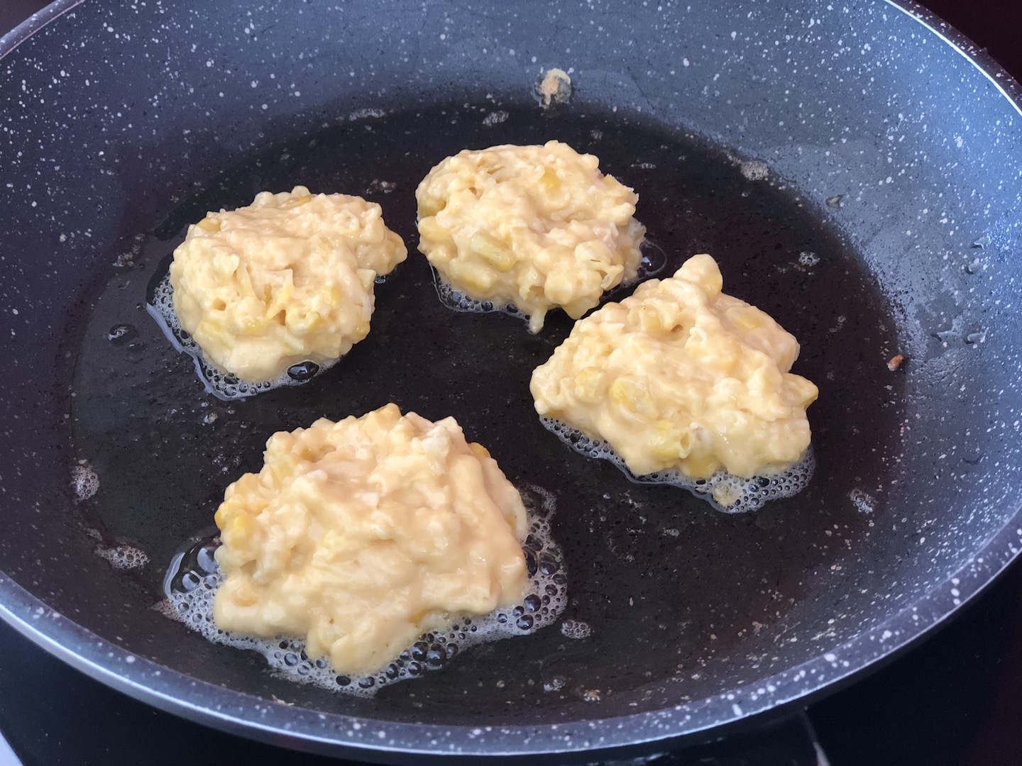 Cooking corn fritters
